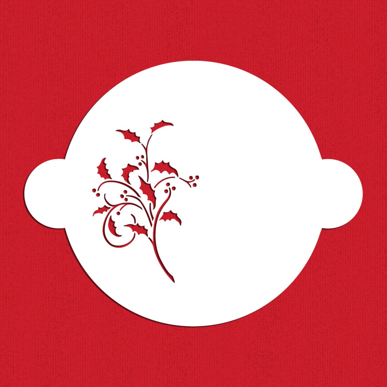 Holly Cake Stencil Top | C056 by Designer Stencils | Cake Decorating Tools | Baking Stencils for Royal Icing, Airbrush, Dusting Powder | Reusable Plastic Food Grade Stencil for Cakes | Easy to Use & Clean Cake Stencil